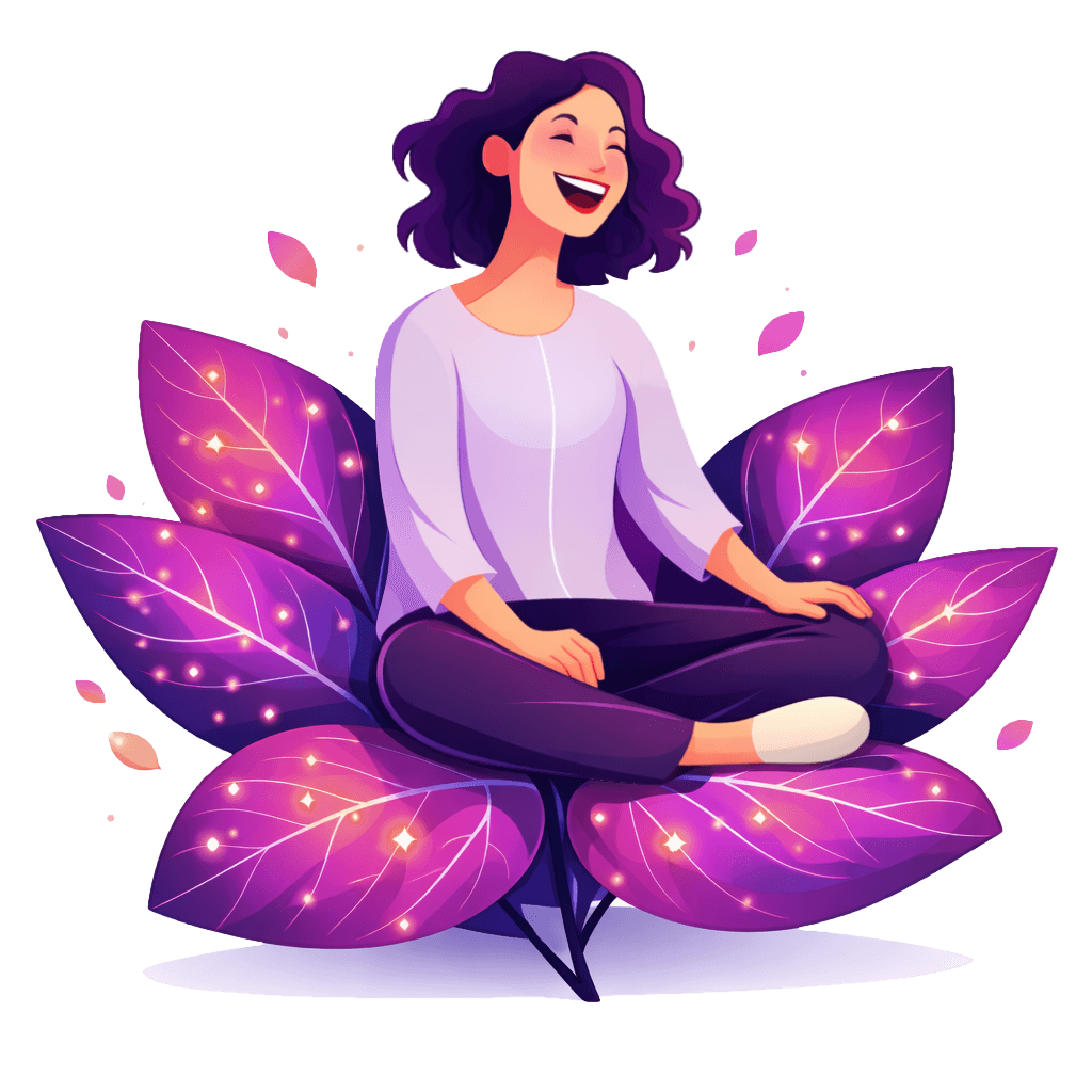 Smiling woman floating on a leaf